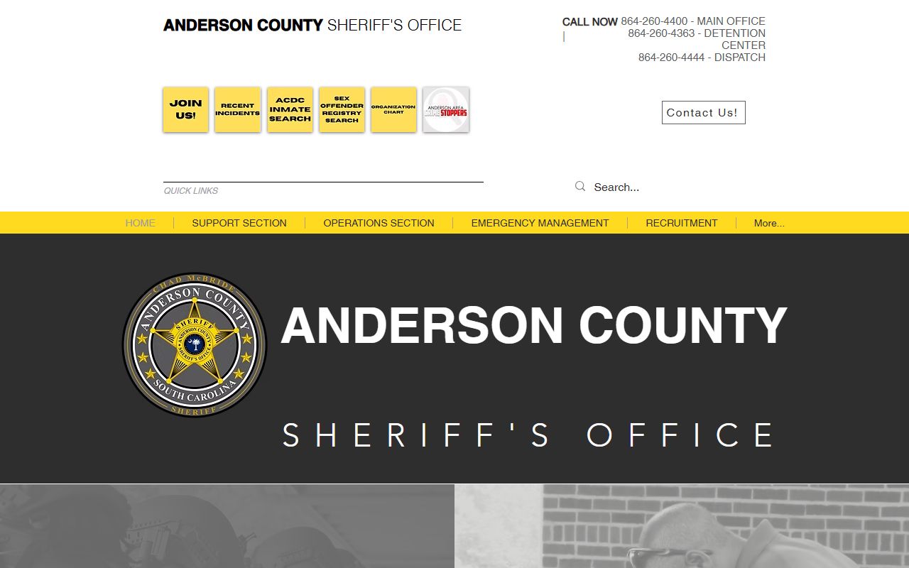 Anderson County Sheriff's Office headquarters and services