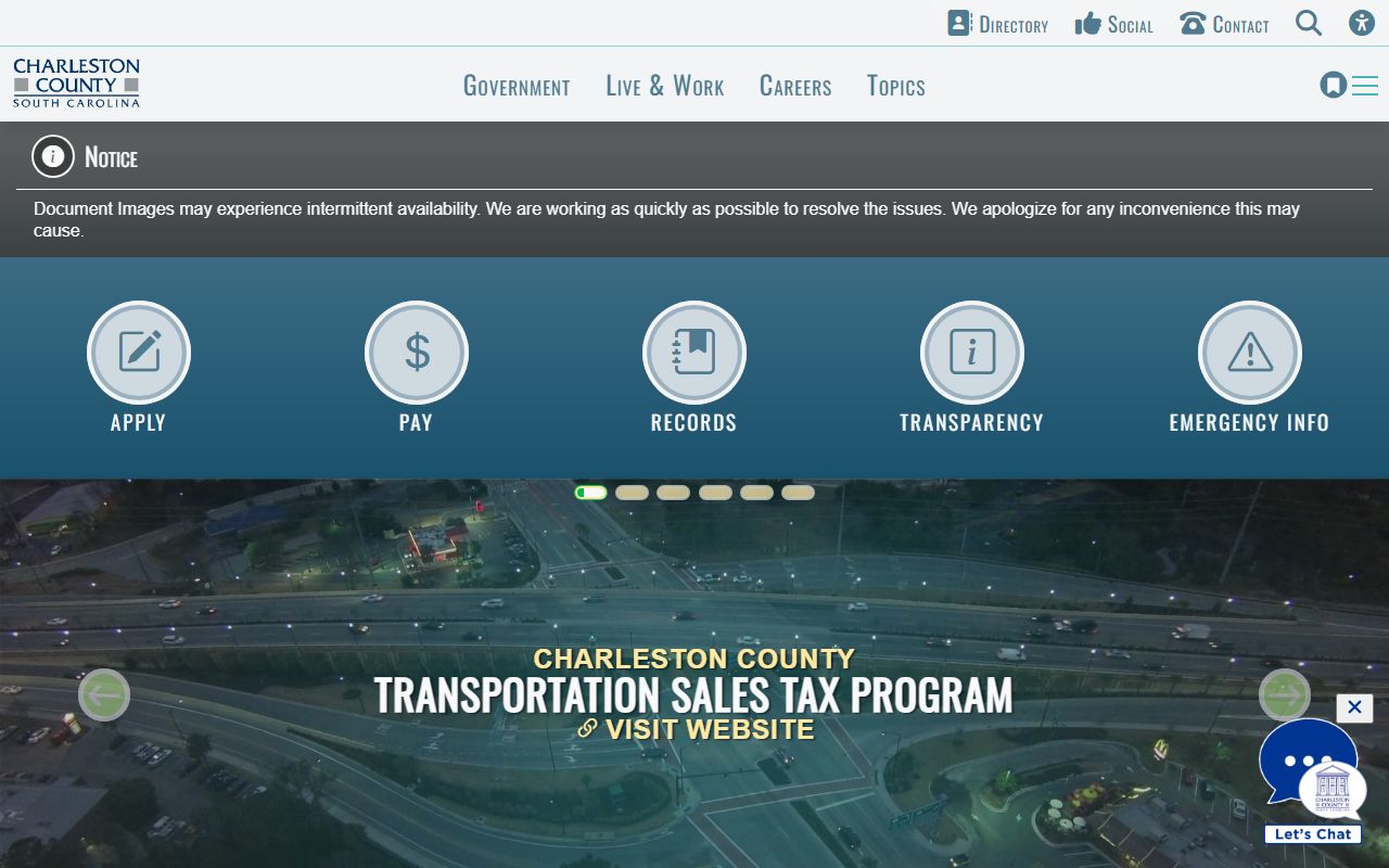 Charleston County government website for police records