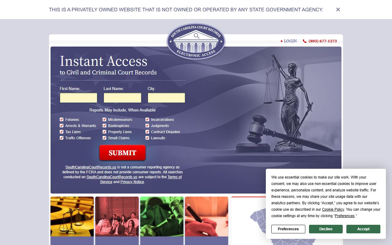 South Carolina court records resource for police documentation